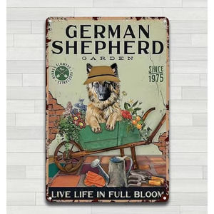 Retro German Shepherd Dog GSD Garden Metal Tin Sign Vintage Style New